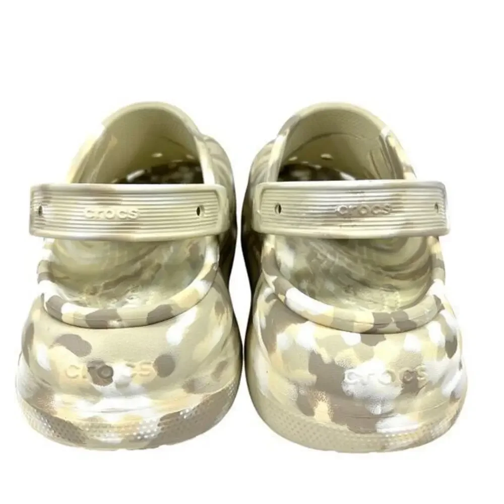 Crocs Classic Crush Platform Clogs Womens 11 / Mens 9 Marbled Bone Comfort Shoes